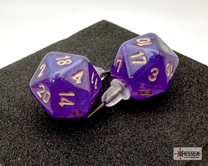 Chessex - Stud Earrings Mini-Poly D20 pair - Royal Purple