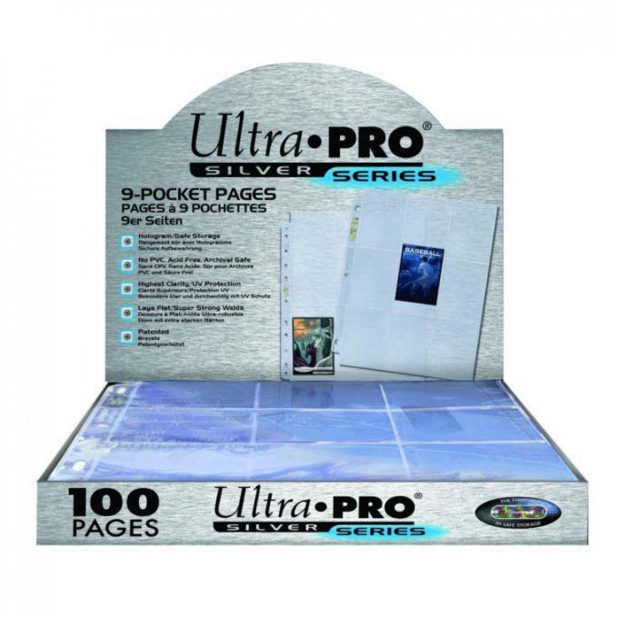 Ultra PRO - 100 Pages de perforation à 9 poches et 11 trous Série Silver Format Standard