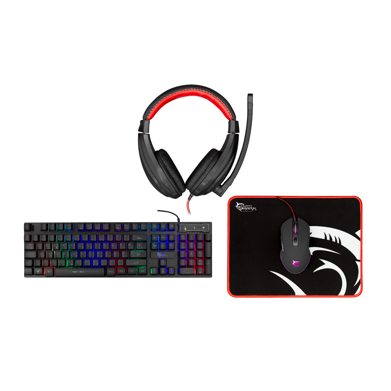 Clavier + Souris + Casque + tapis White Shark Gaming - Comanche 3 - 4 in 1 Gaming Combo