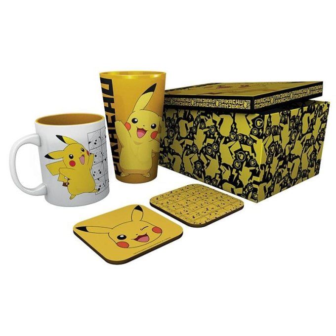 POKEMON - Gift Box - Chope, mug, 2 dessous de verre - Pikachu