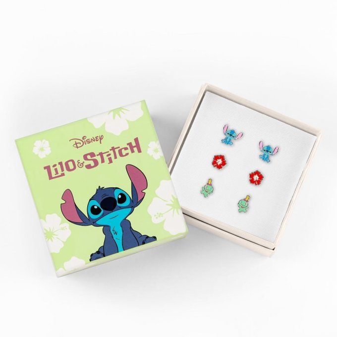 Disney - Stitch - 3 paires de Clous d'Oreilles - Laiton Plaqué