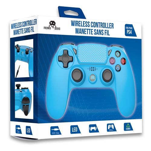 Freaks and Geeks - Manette PS4 sans fil avec boutons lumineux - bleu -  Sodgames