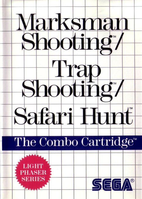 Jeu Master System Combo light phaser series - Marksman shooting / Trap Shooting / Safari Hunt
