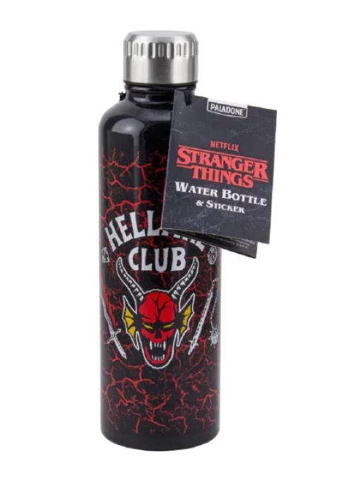 Stranger things Metal Water Bottle - Bouteille metal Hellfire club + sticker