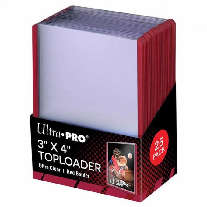 Pack 25x TOPLOADER Ultra Clear Red Border